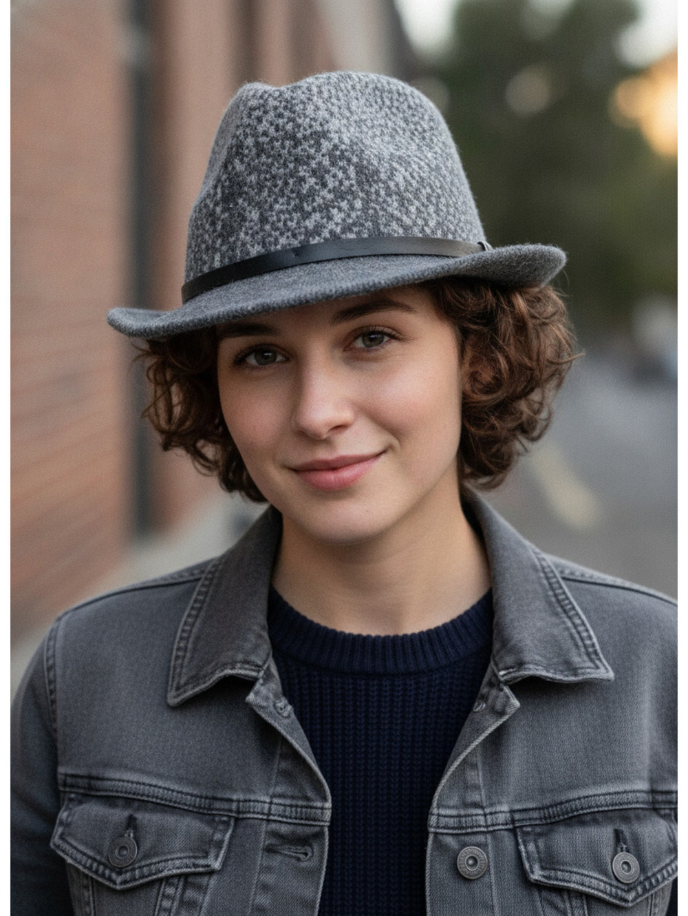 Marks Spencer MS Grey Wool Fedora Hat Mens Womens Unisex Wide Brim Felt Cap